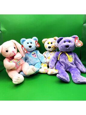 Ty Beanie Babies Easter Bears Bunny Lot of 4 Beanbag Plush Stuffed Animal Toys